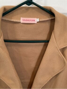 Womens Camel Blazer Jacket - Classic Tailored Coat